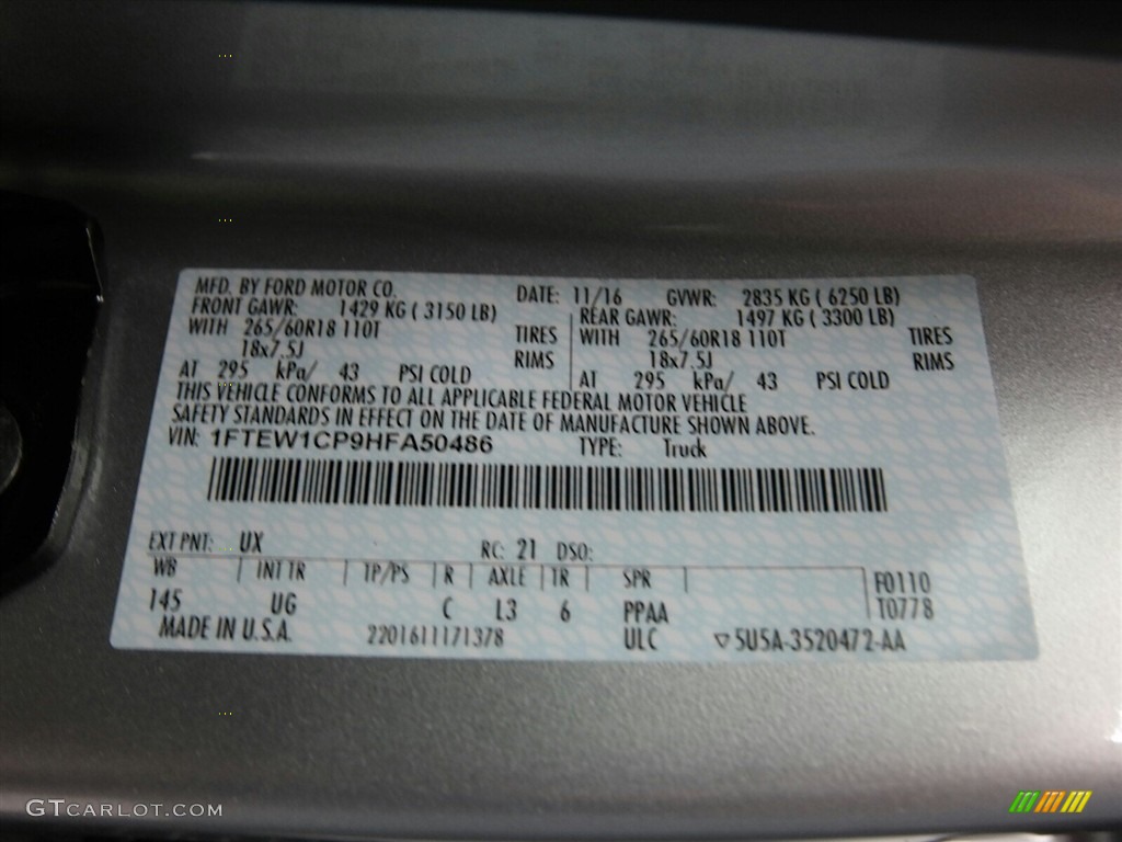 2017 F150 XLT SuperCrew - Ingot Silver / Earth Gray photo #38