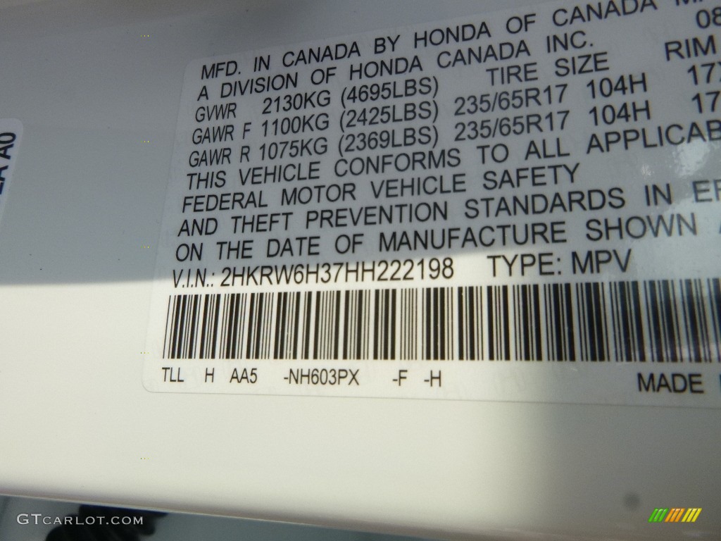 2017 CR-V LX AWD - White Diamond Pearl / Ivory photo #12