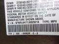  2018 Odyssey EX-L Pacific Pewter Metallic Color Code NH862M