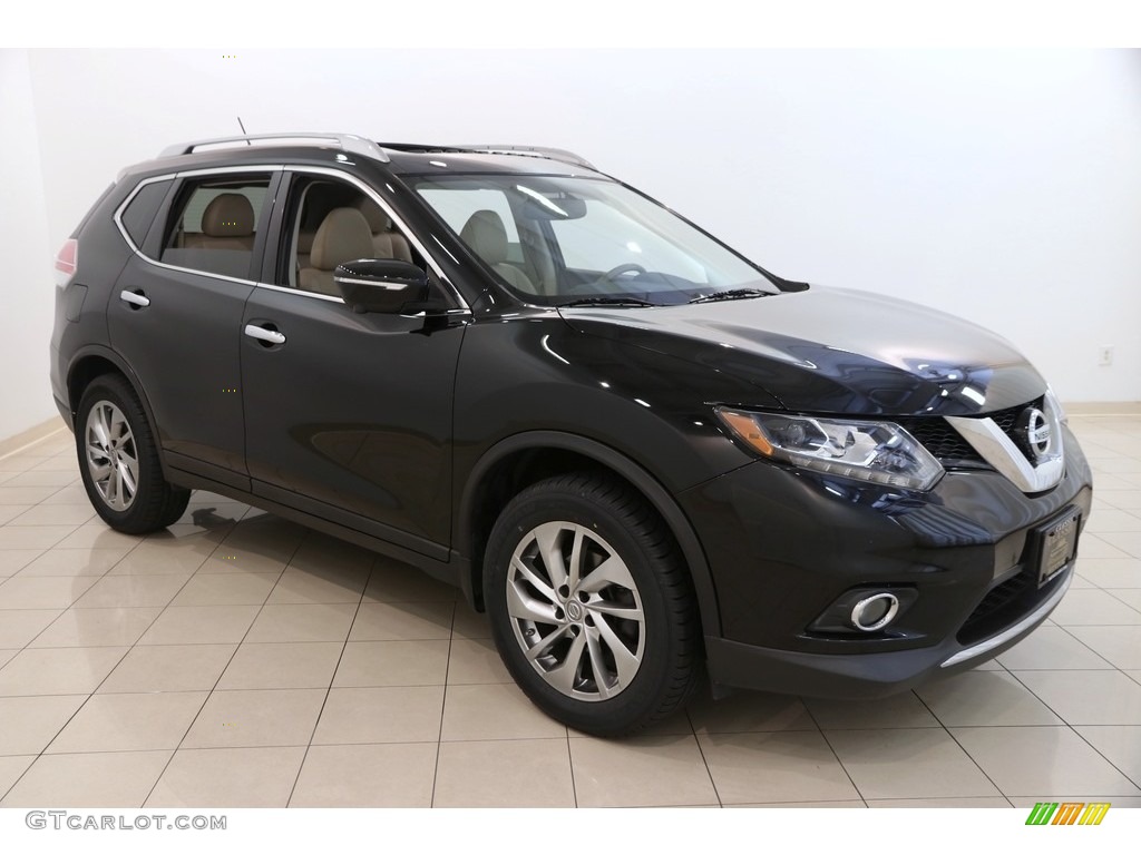 2015 Rogue SL AWD - Super Black / Almond photo #1
