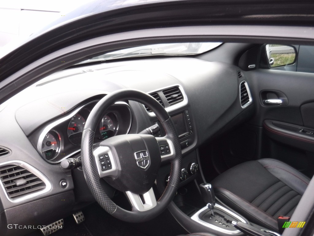 2013 Avenger R/T - Black / Black/Red photo #12