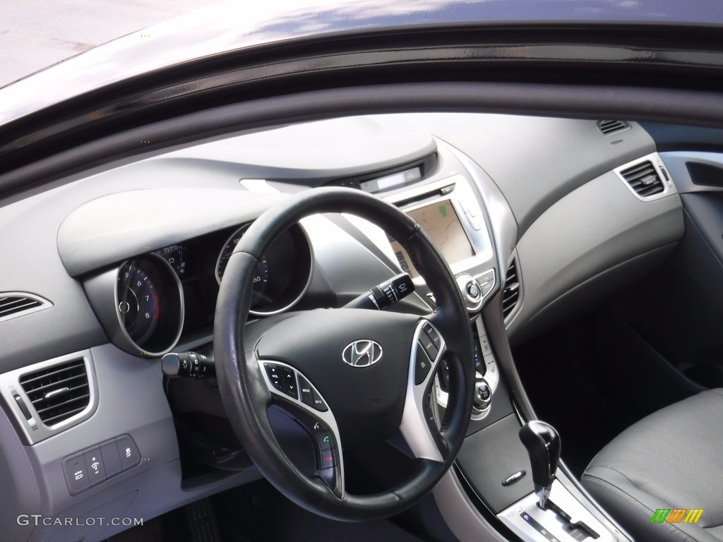 2012 Elantra Limited - Midnight Black / Gray photo #13
