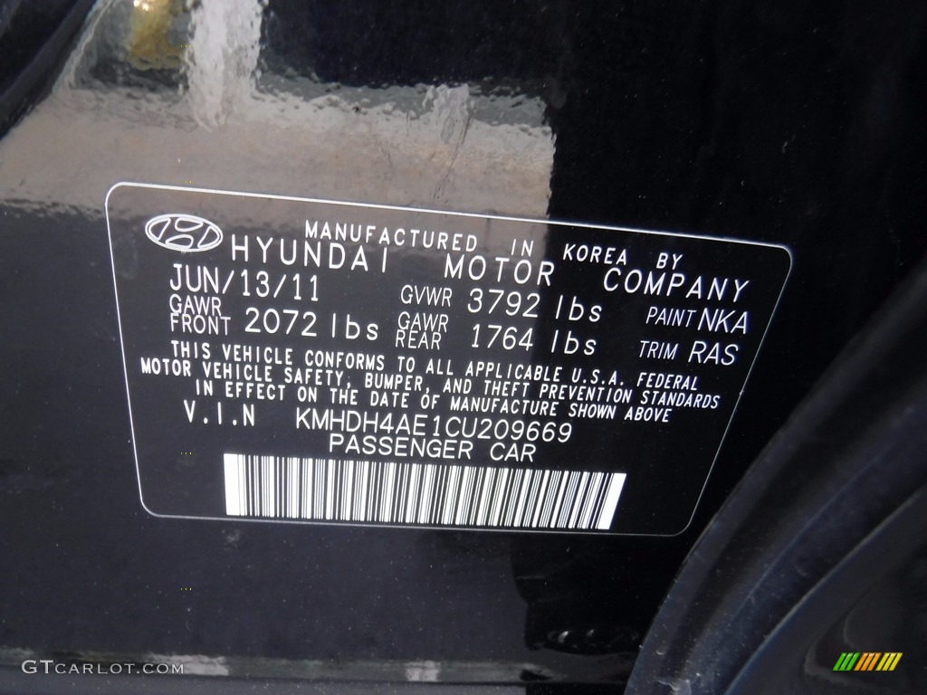 2012 Elantra Limited - Midnight Black / Gray photo #29