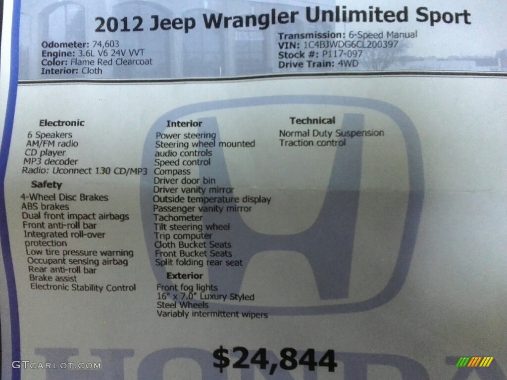 2012 Wrangler Unlimited Sport 4x4 - Flame Red / Black photo #28