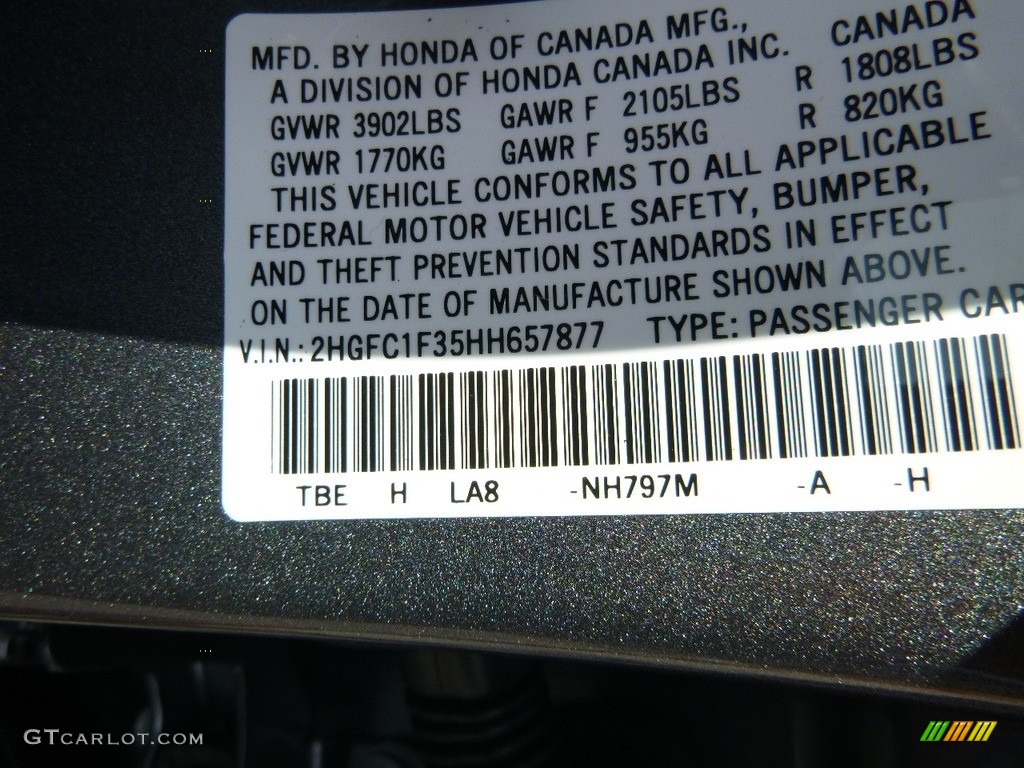 2017 Civic EX-T Sedan - Modern Steel Metallic / Black photo #12