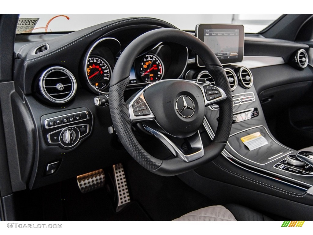 2018 Mercedes-Benz GLC AMG 43 4Matic Coupe designo Platinum White Pearl/Black Dashboard Photo #122897166