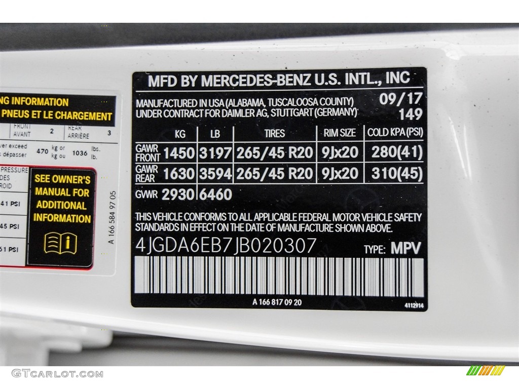 2018 GLE Color Code 149 for Polar White Photo #122897496