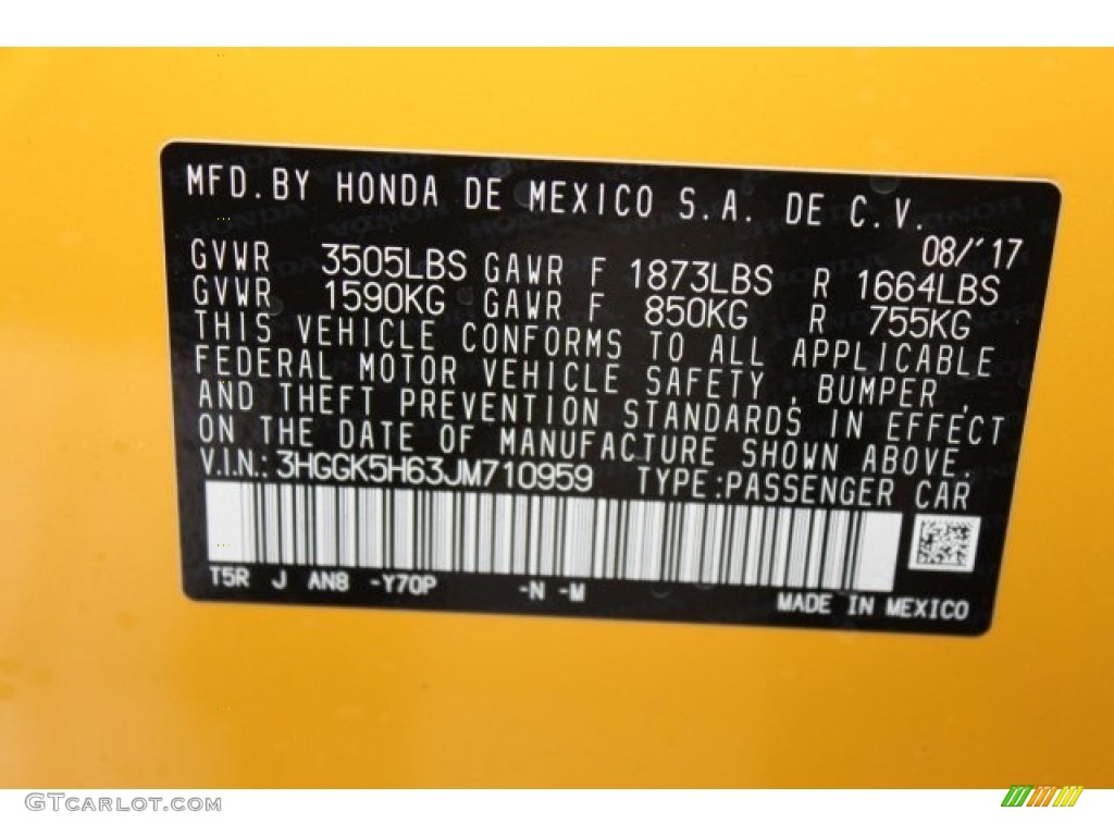 2018 Fit Color Code Y70P for Helios Yellow Pearl Photo #122906628