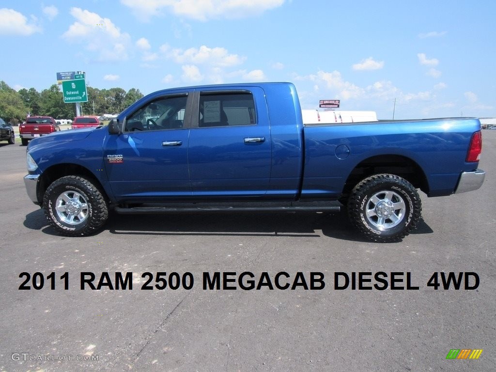 2011 Ram 2500 HD SLT Mega Cab 4x4 - Deep Water Blue Pearl / Light Pebble Beige/Bark Brown photo #2