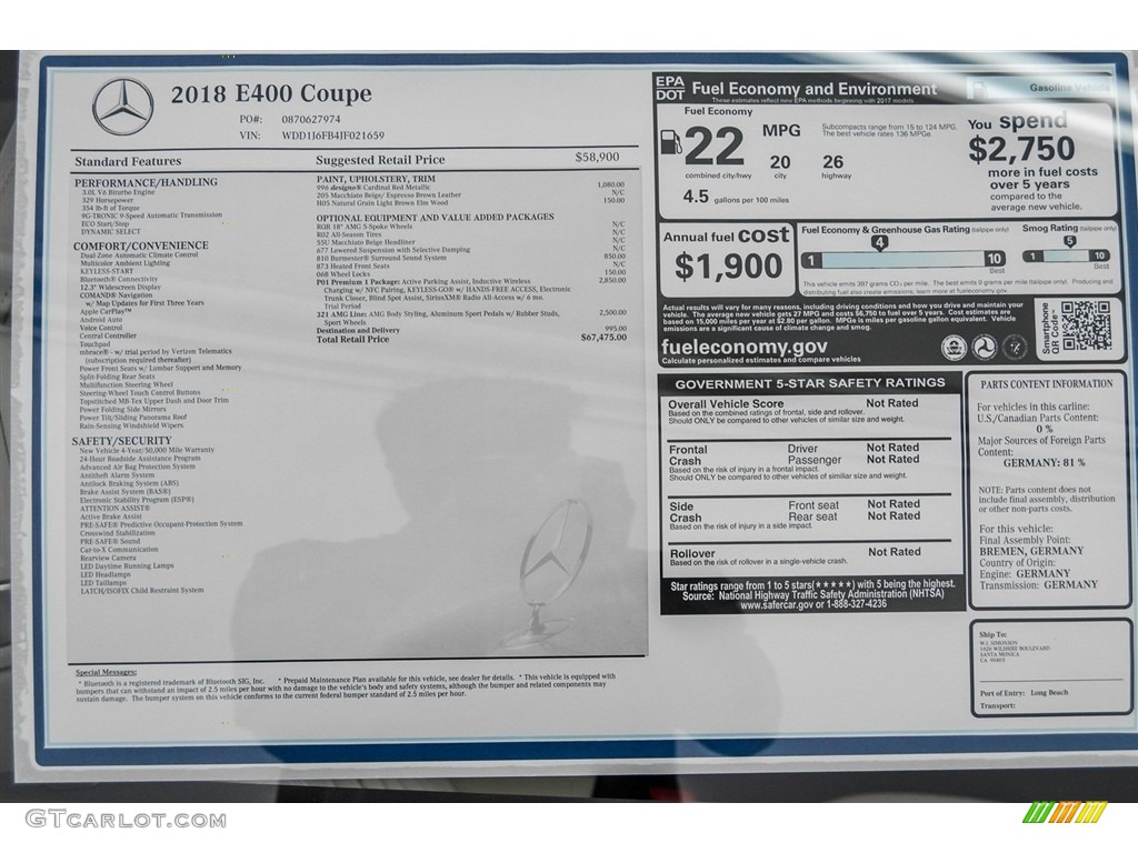 2018 E 400 Coupe - designo Cardinal Red Metallic / Macchiato Beige/Espresso Brown photo #11