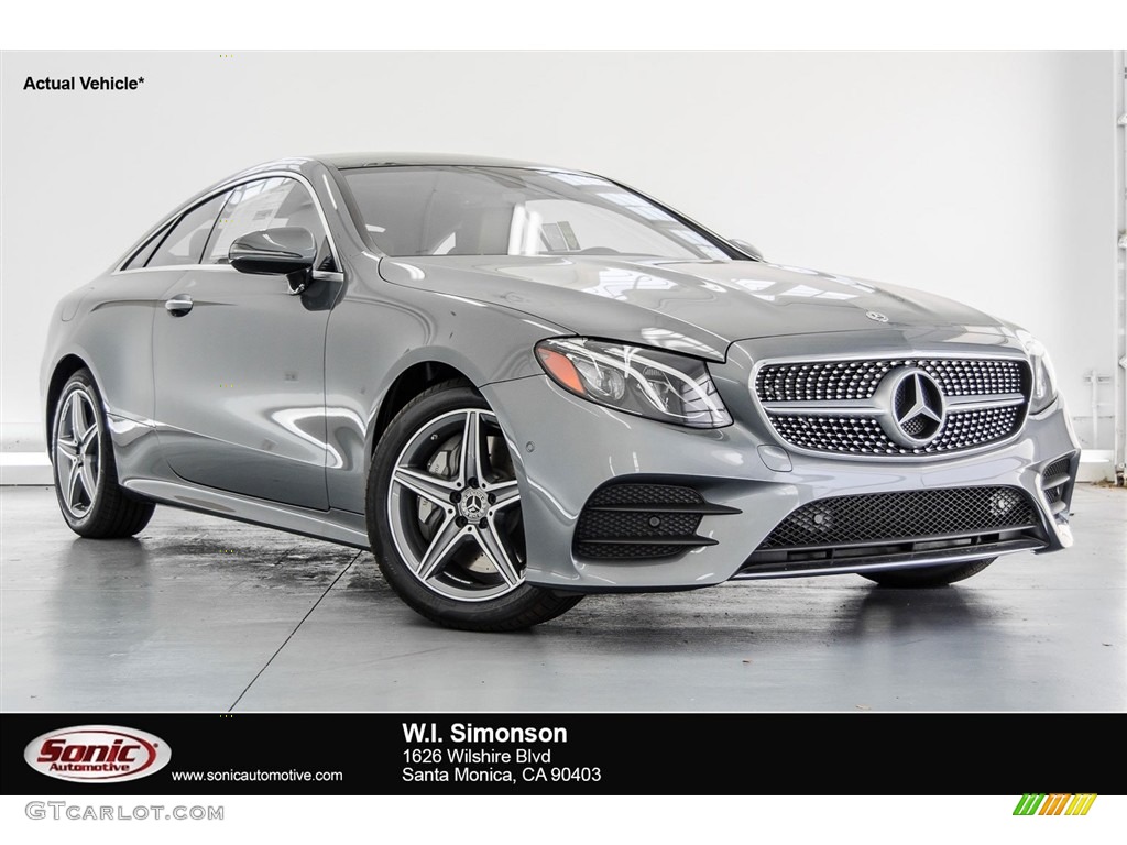 2018 E 400 Coupe - Selenite Grey Metallic / Saddle Brown/Black photo #1