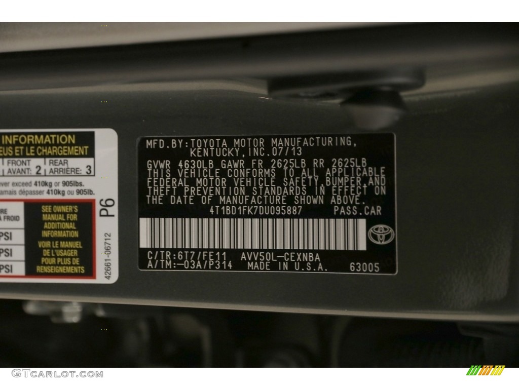 2013 Camry Hybrid LE - Cypress Green Metallic / Light Gray photo #16