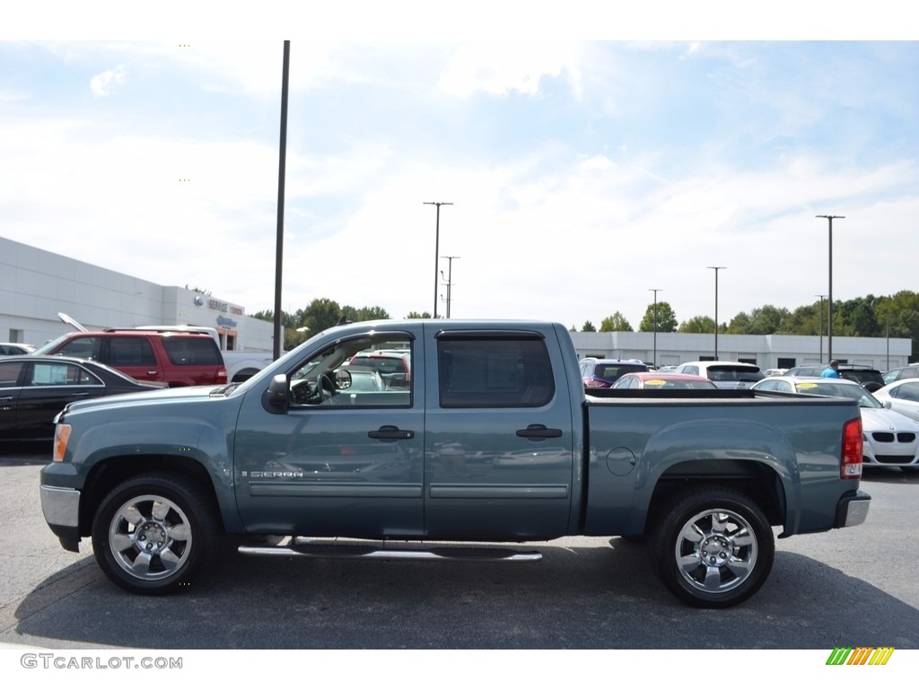 2009 Sierra 1500 SLE Crew Cab - Midnight Blue Metallic / Ebony/Light Cashmere photo #6
