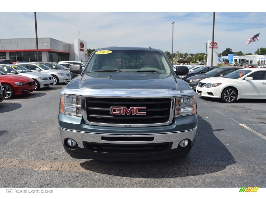 2009 Sierra 1500 SLE Crew Cab - Midnight Blue Metallic / Ebony/Light Cashmere photo #23