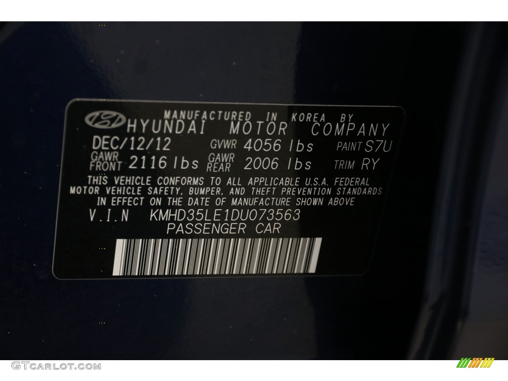 2013 Elantra GT - Atlantic Blue / Black photo #17