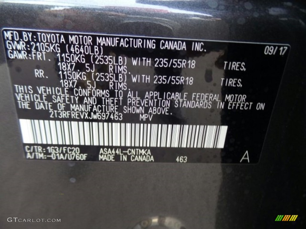 2018 RAV4 Color Code 1G3 for Magnetic Gray Metallic Photo #122947384