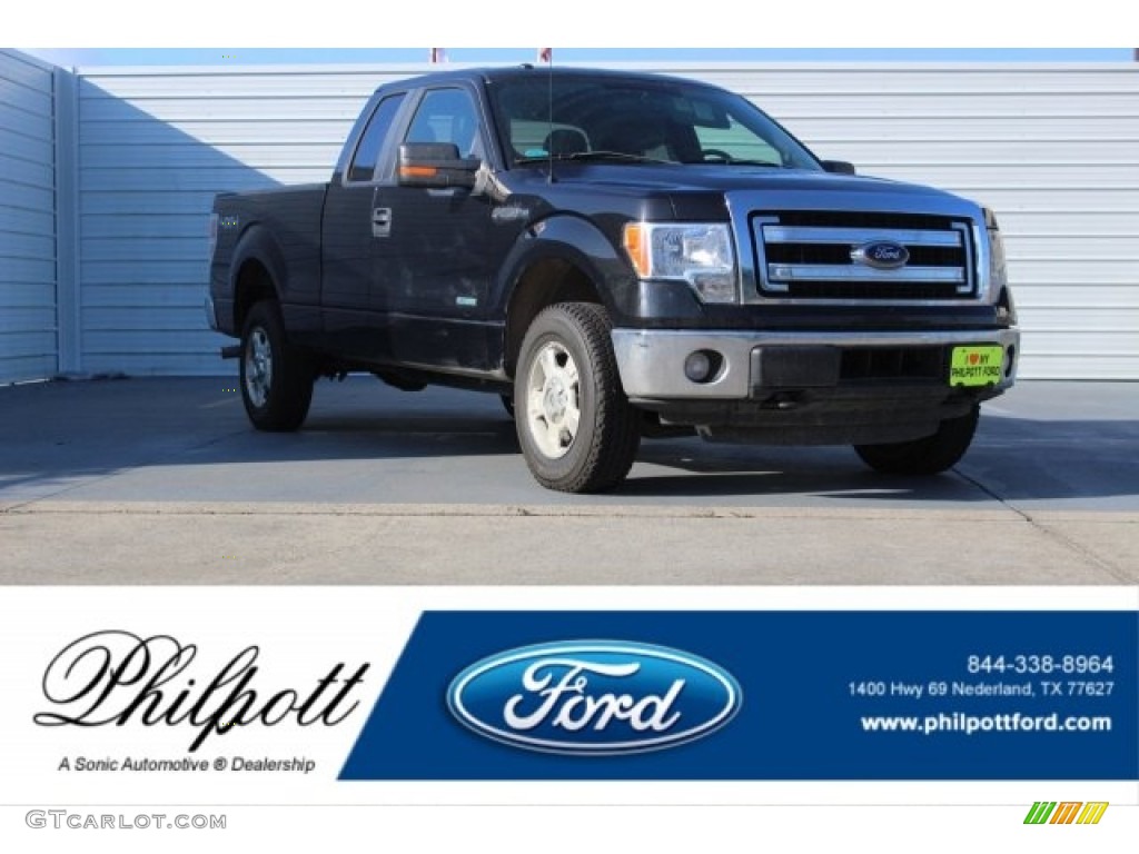 2014 F150 XLT SuperCab 4x4 - Tuxedo Black / Steel Grey photo #1