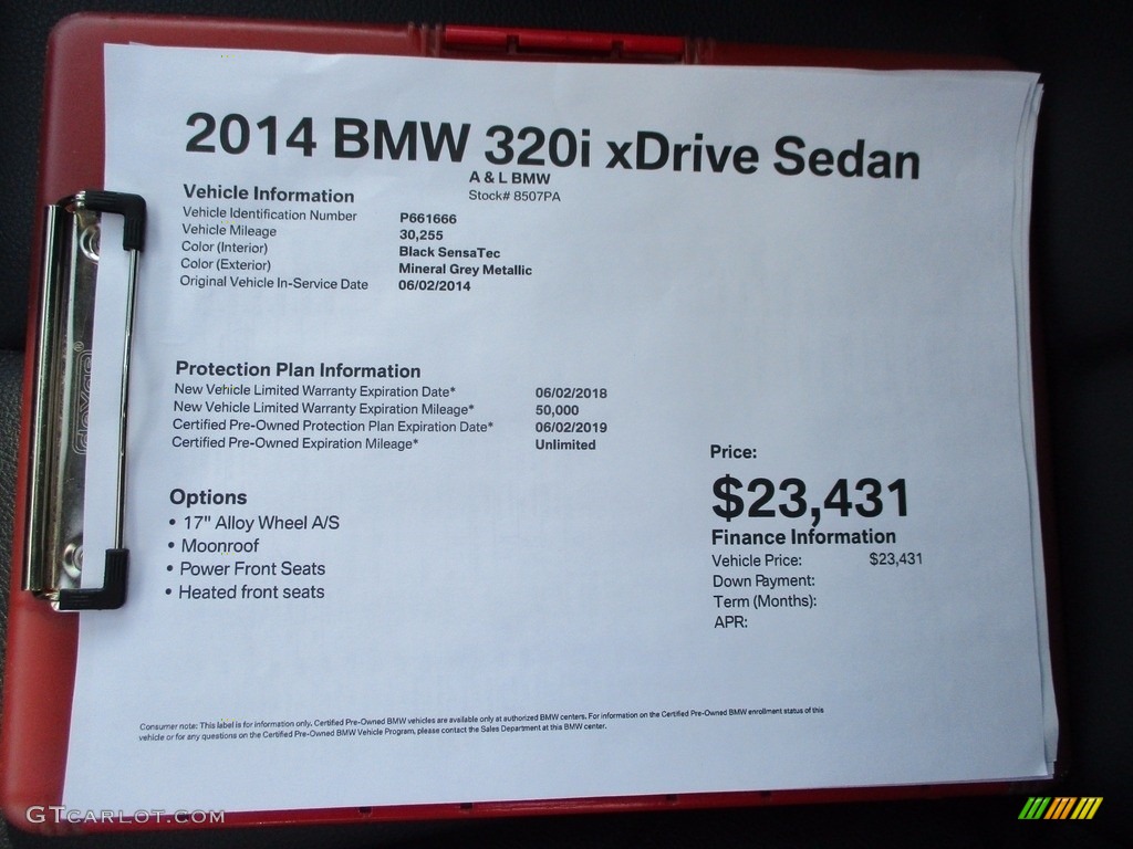 2014 3 Series 320i xDrive Sedan - Mineral Grey Metallic / Black photo #11