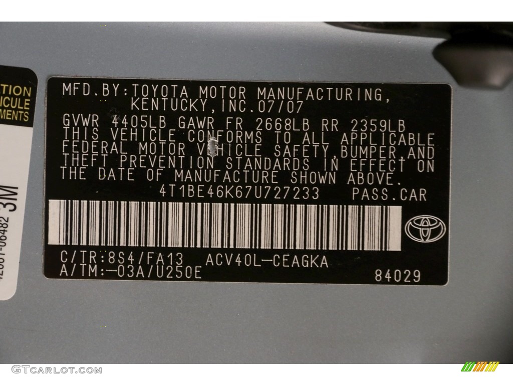 2007 Camry XLE - Sky Blue Pearl / Ash photo #16