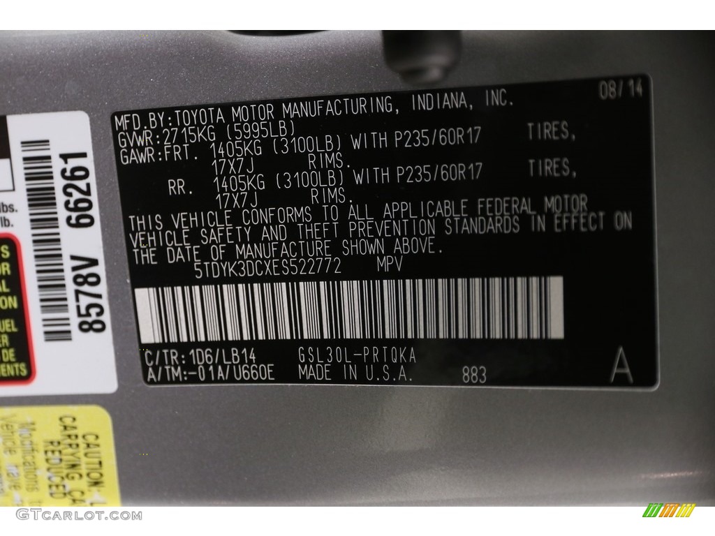 2014 Sienna XLE - Silver Sky Metallic / Light Gray photo #22