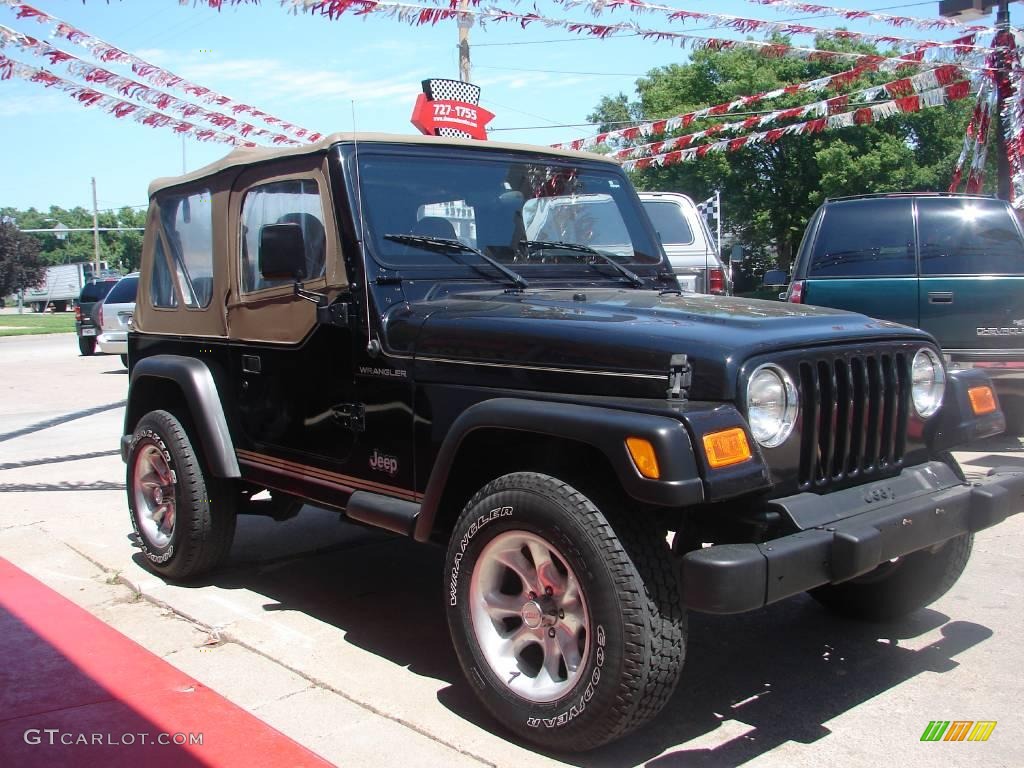 2002 Wrangler SE 4x4 - Black / Camel Beige photo #5