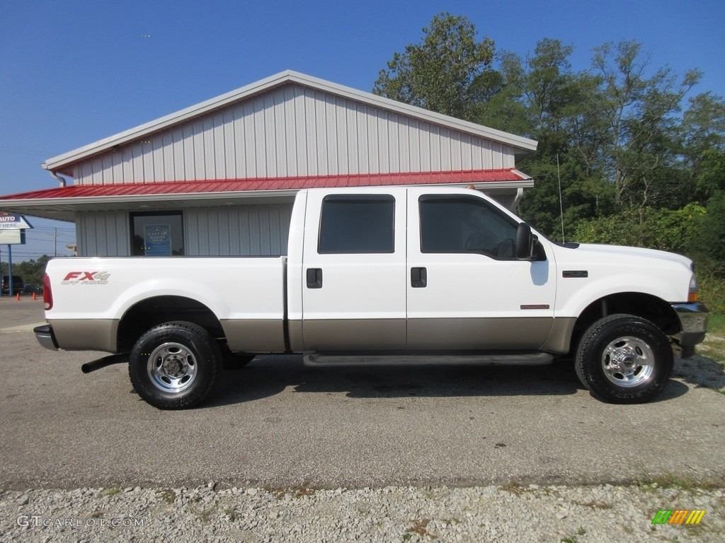 2004 F250 Super Duty Lariat Crew Cab 4x4 - Oxford White / Medium Parchment photo #2