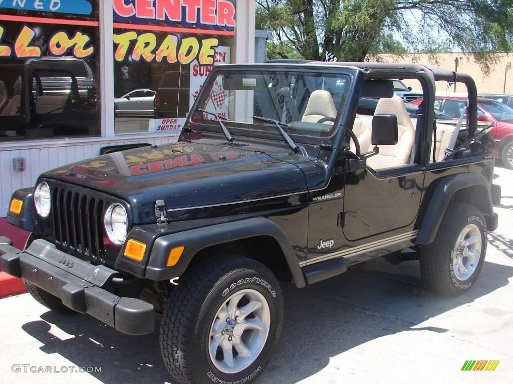 2002 Wrangler SE 4x4 - Black / Camel Beige photo #15