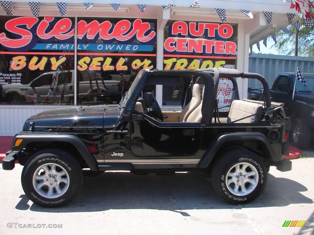 2002 Wrangler SE 4x4 - Black / Camel Beige photo #16