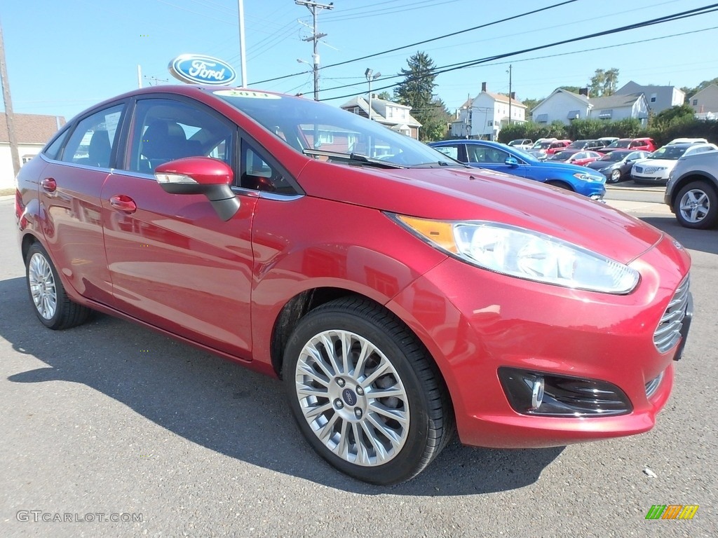 2014 Fiesta Titanium Sedan - Ruby Red / Charcoal Black photo #3
