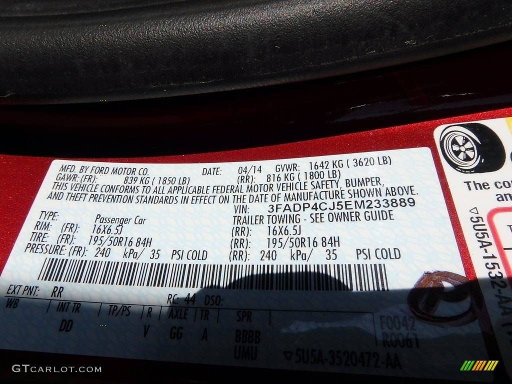 2014 Fiesta Titanium Sedan - Ruby Red / Charcoal Black photo #13