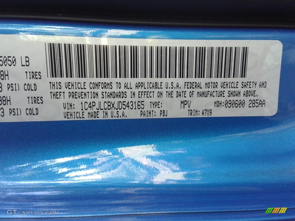 2018 Cherokee Color Code PBJ for Hydro Blue Pearl Photo #122994876