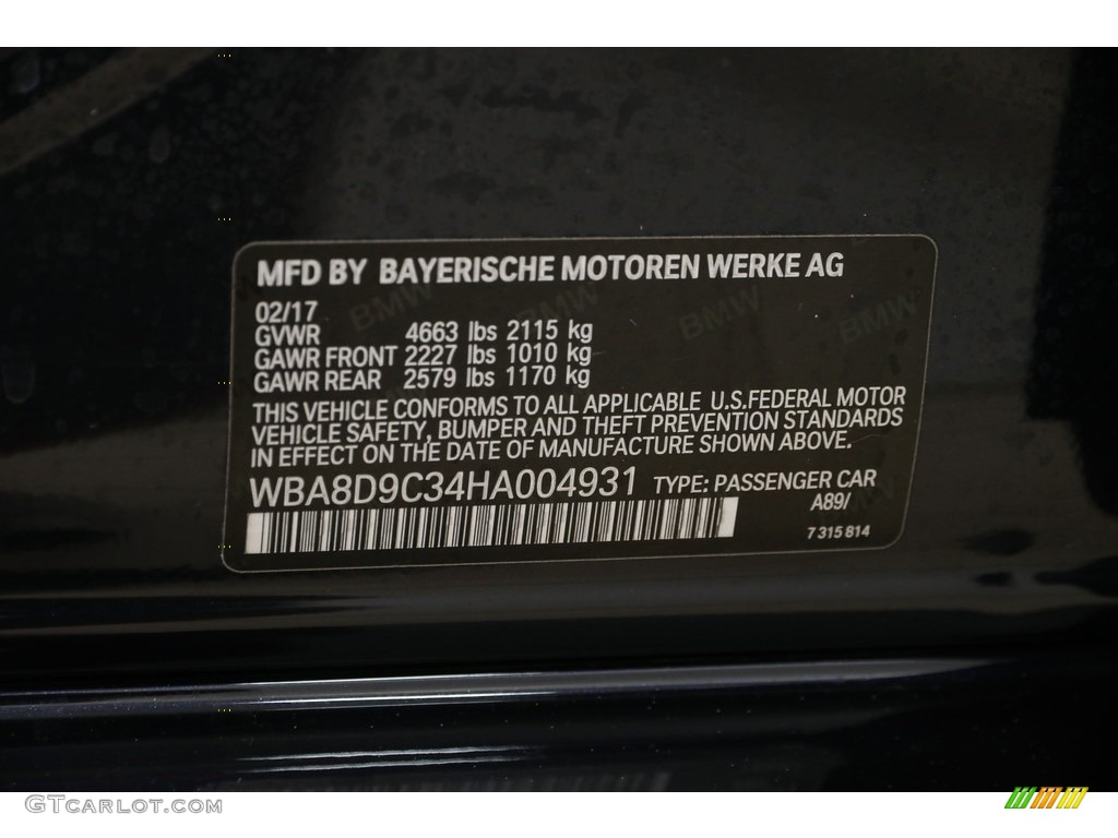 2017 3 Series Color Code A89 for Imperial Blue Metallic Photo #123025515