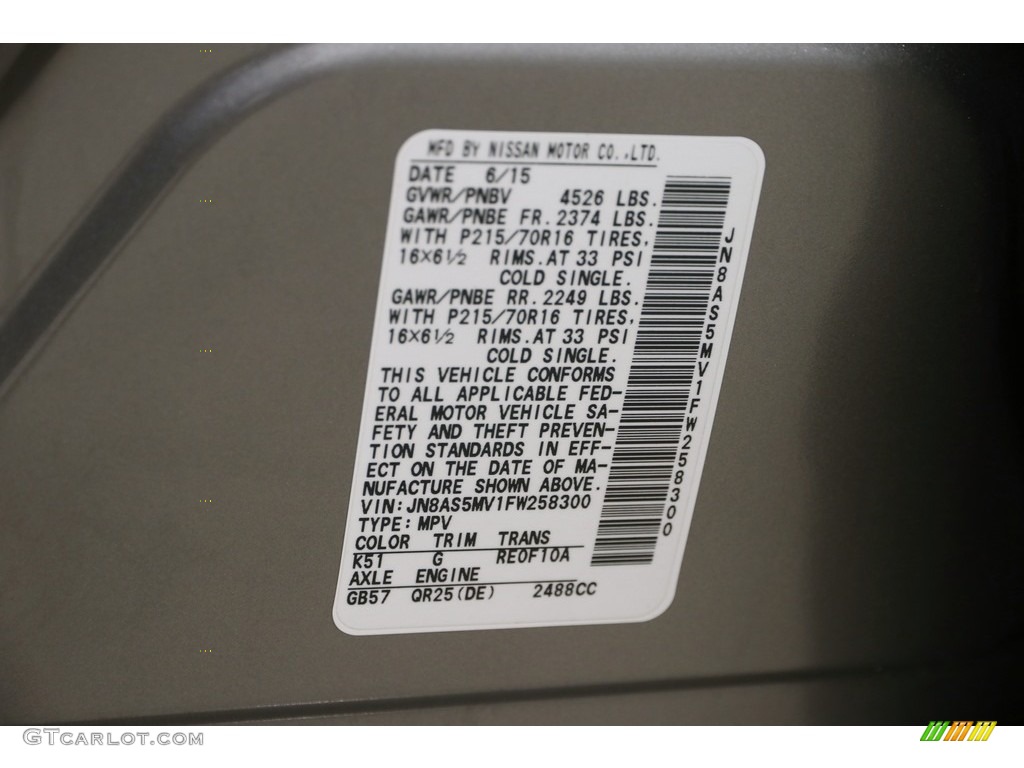 2015 Rogue Select S AWD - Platinum Graphite / Gray photo #15