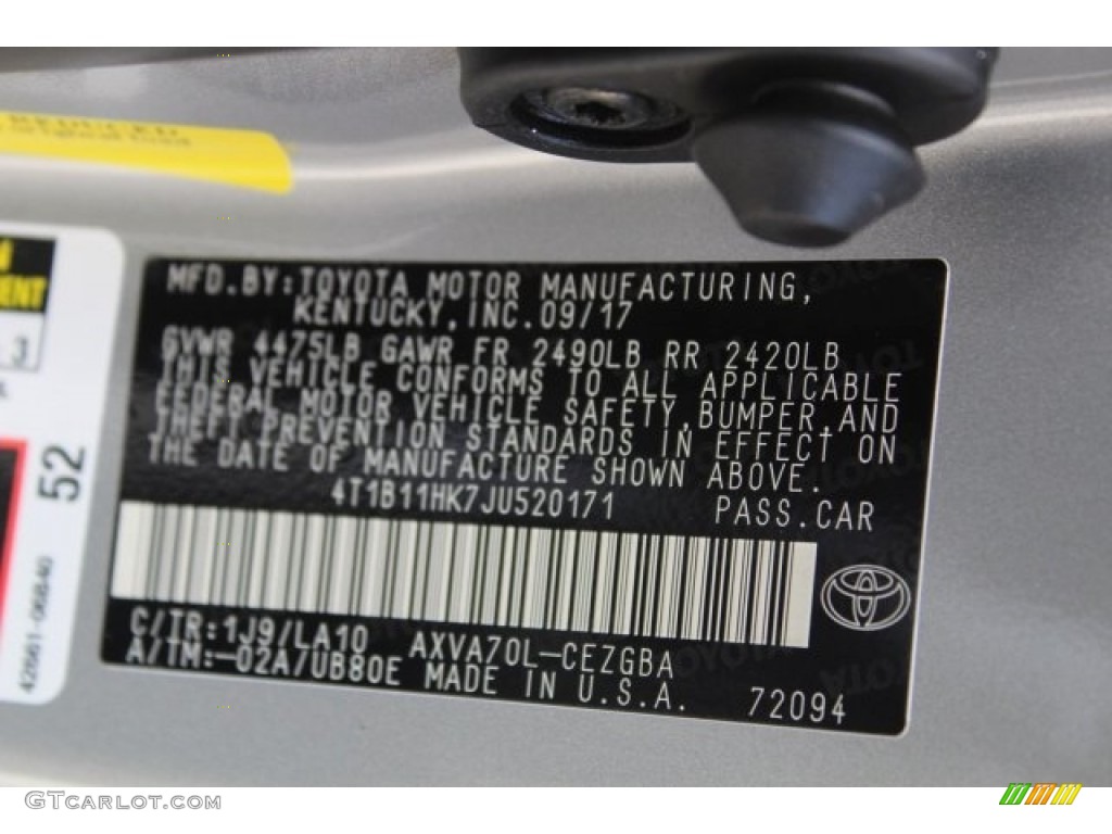 2018 Camry XLE - Celestial Silver Metallic / Ash photo #28