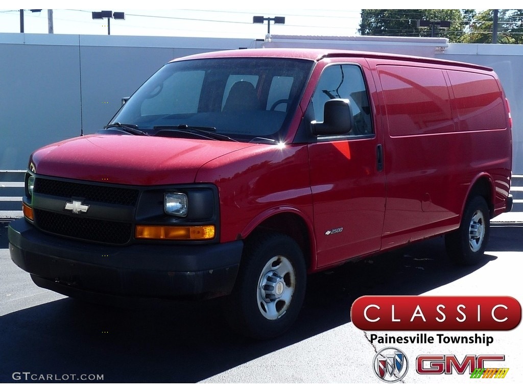 2004 Express 2500 Cargo Van - Victory Red / Medium Dark Pewter photo #1
