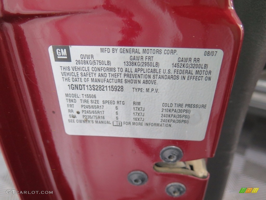 2008 TrailBlazer LT 4x4 - Red Jewel / Ebony photo #31