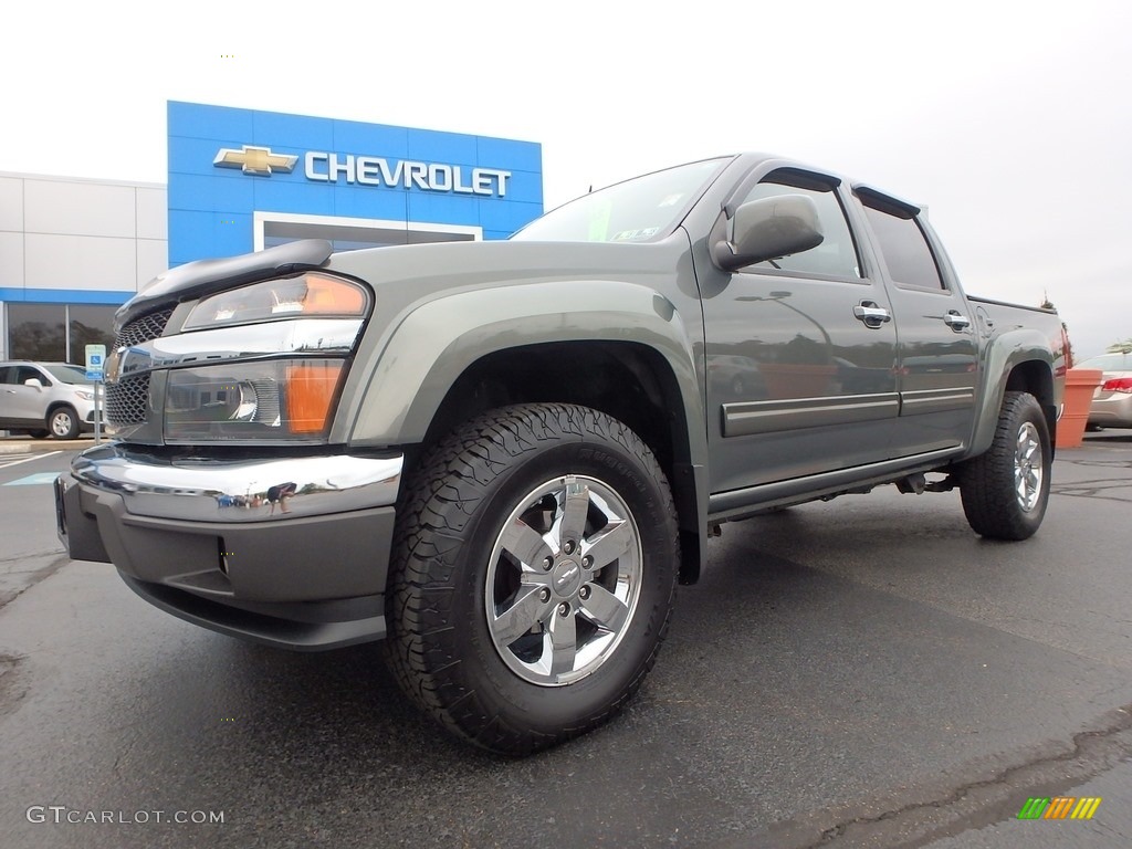 2011 Colorado LT Crew Cab 4x4 - Steel Green Metallic / Ebony photo #2