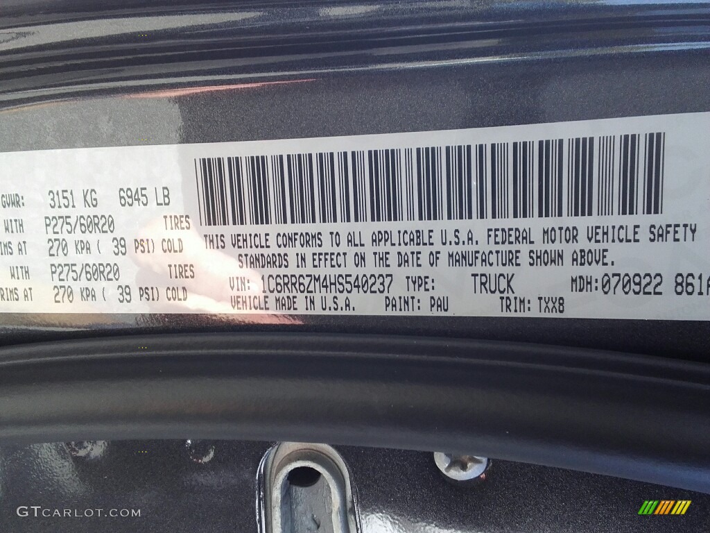 2017 Ram 1500 HFE Quad Cab Color Code Photos
