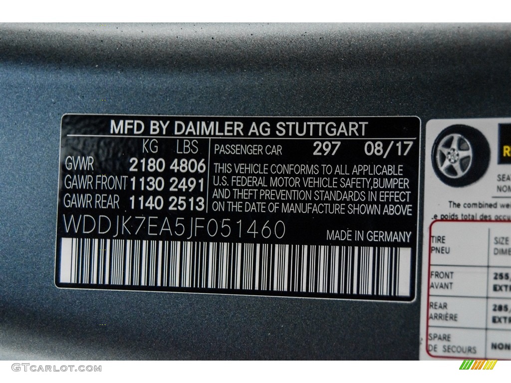 2018 SL Color Code 297 for designo Selenite Grey Magno (Matte) Photo #123192512