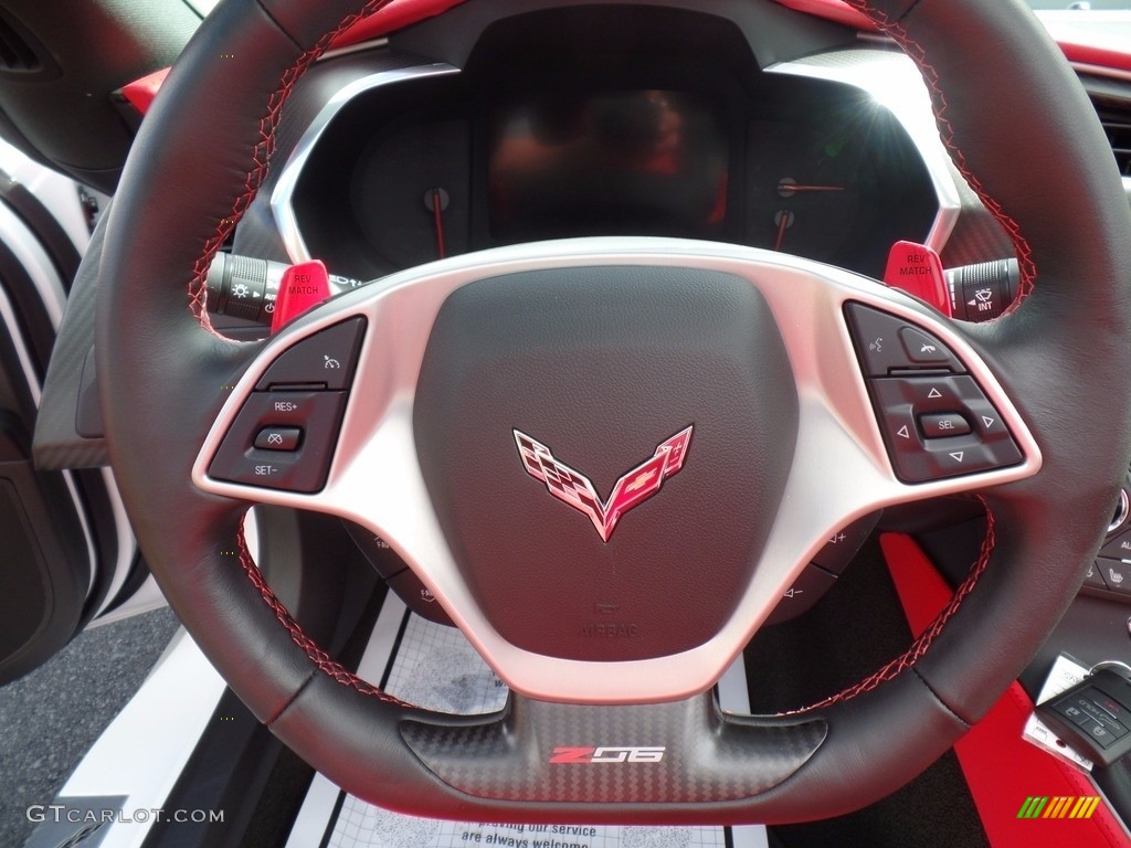 2017 Chevrolet Corvette Z06 Coupe Adrenaline Red Steering Wheel Photo #123202389