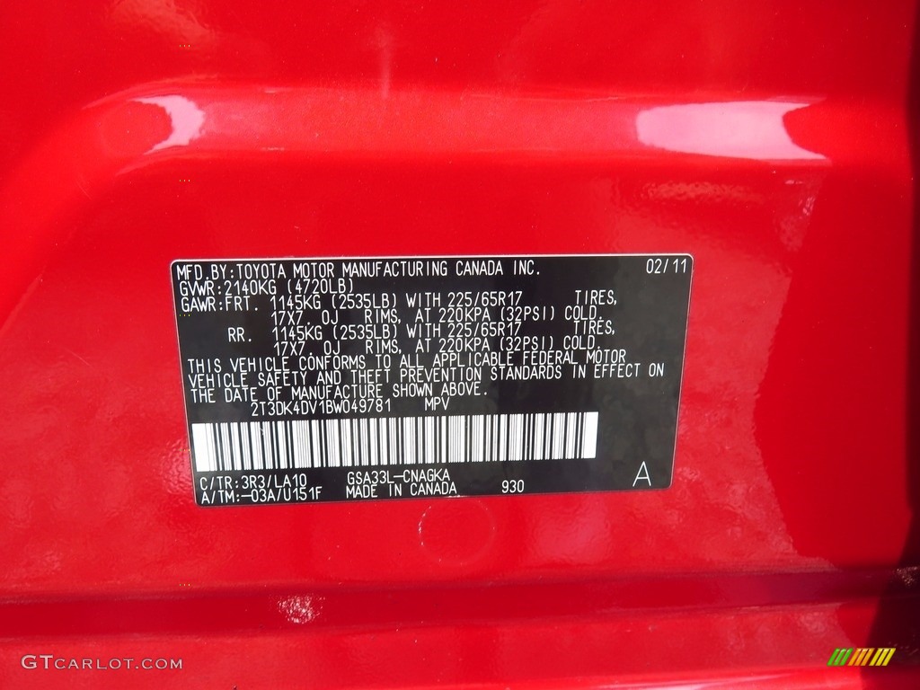 2011 RAV4 V6 Limited 4WD - Barcelona Red Metallic / Ash photo #34