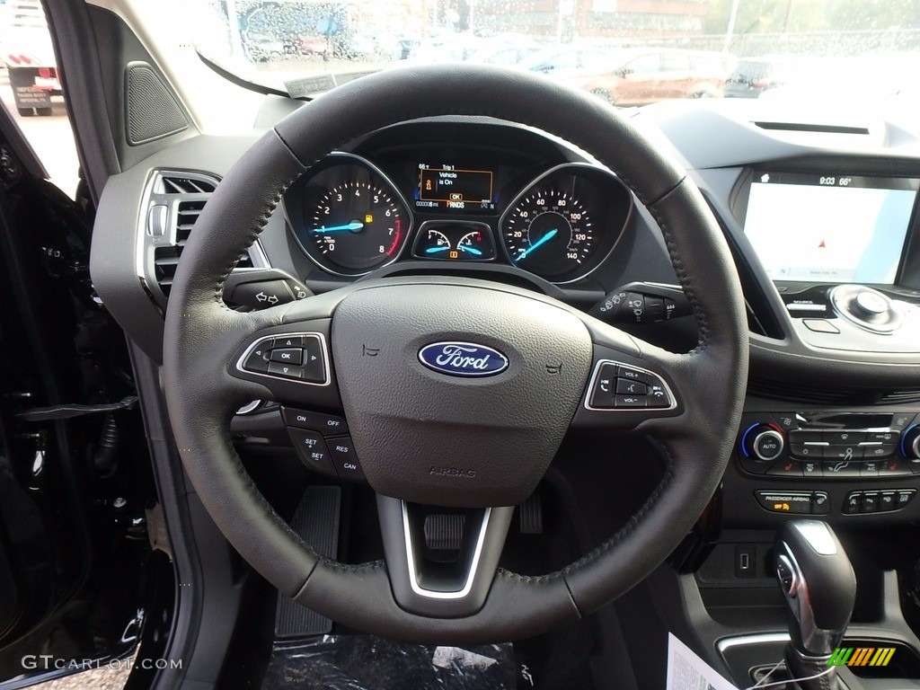 2018 Ford Escape Titanium 4WD Charcoal Black Steering Wheel Photo #123215779