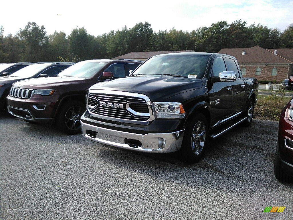 2018 1500 Laramie Longhorn Crew Cab 4x4 - Brilliant Black Crystal Pearl / Black photo #1