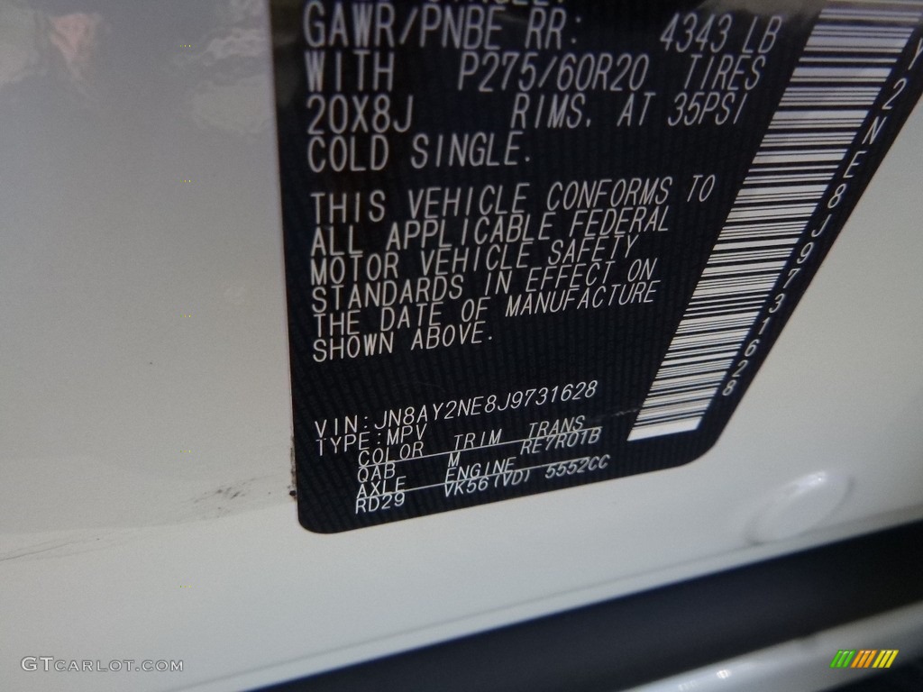2018 Armada Color Code QAH for Pearl White Photo #123222055