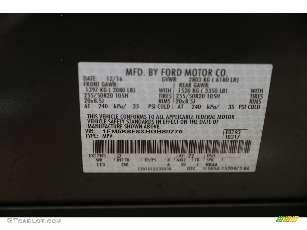 2017 Explorer Limited 4WD - Magnetic / Ebony Black photo #19