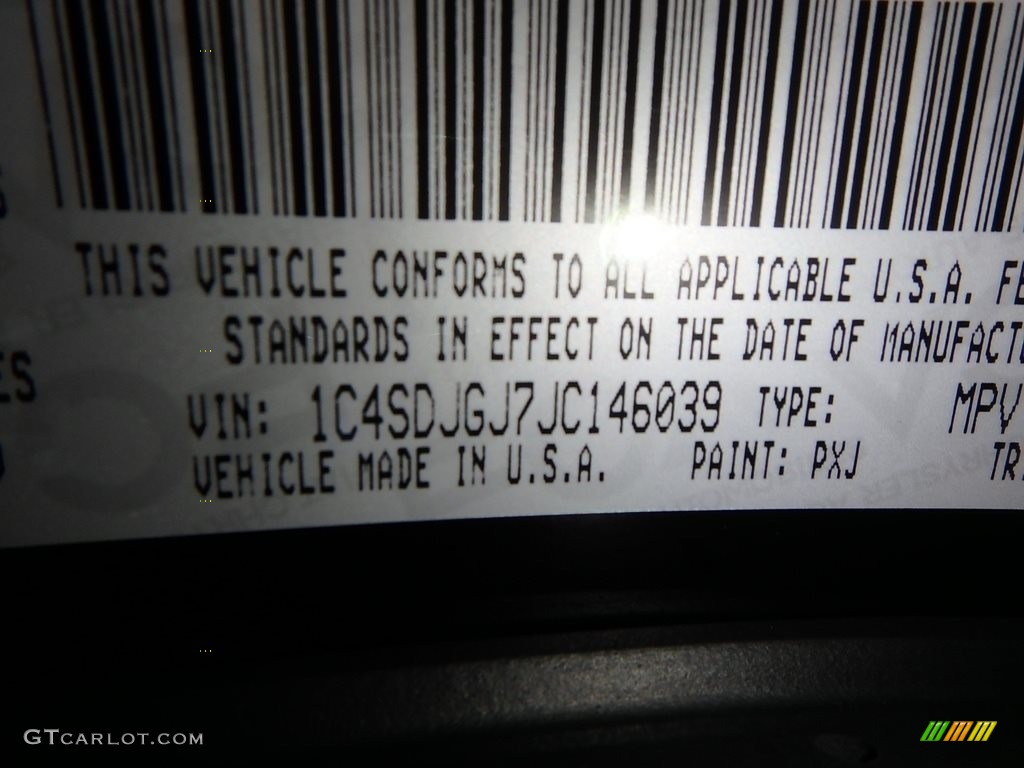 2018 Durango Color Code PXJ for DB Black Crystal Photo #123256944