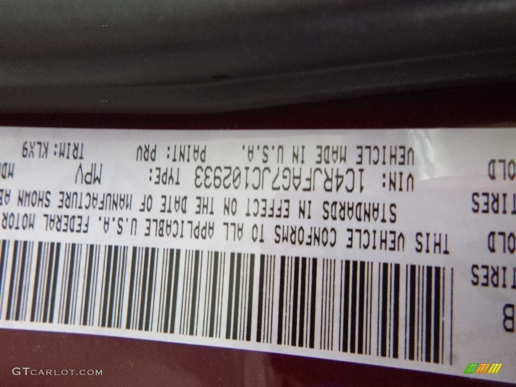 2018 Grand Cherokee Color Code PRV for Velvet Red Pearl Photo #123259242