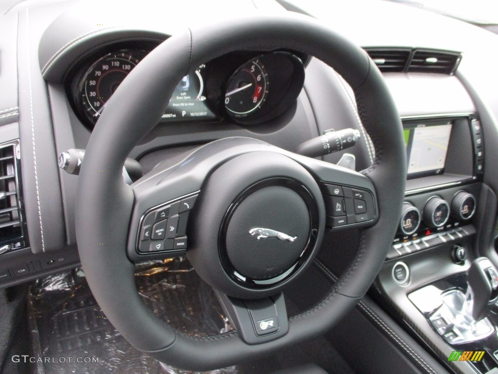 2018 Jaguar F-Type R Coupe AWD Ebony Steering Wheel Photo #123259791
