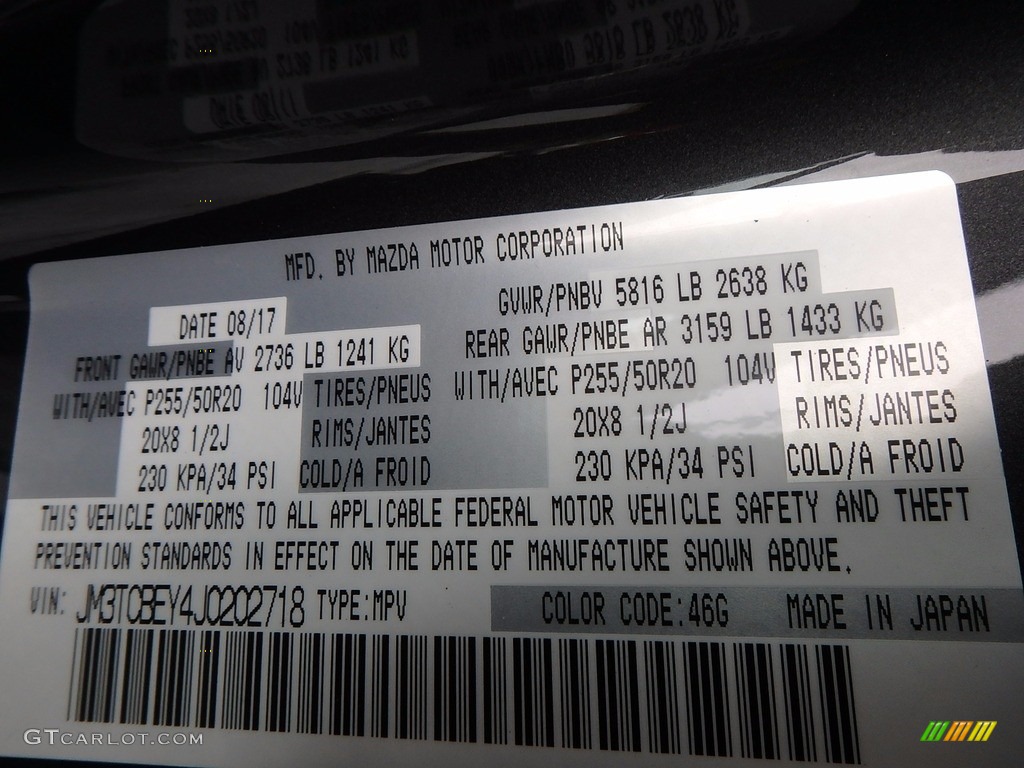 2018 CX-9 Color Code 46G for Machine Gray Metallic Photo #123262032