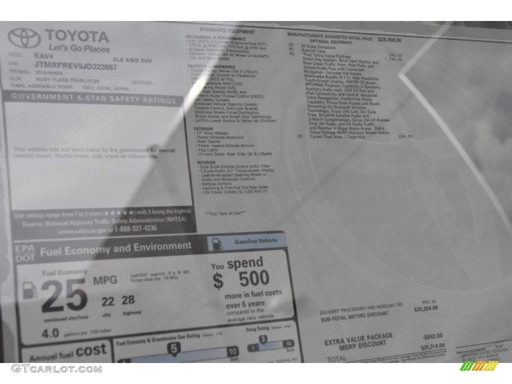 2018 RAV4 XLE AWD - Ruby Flare Pearl / Black photo #10